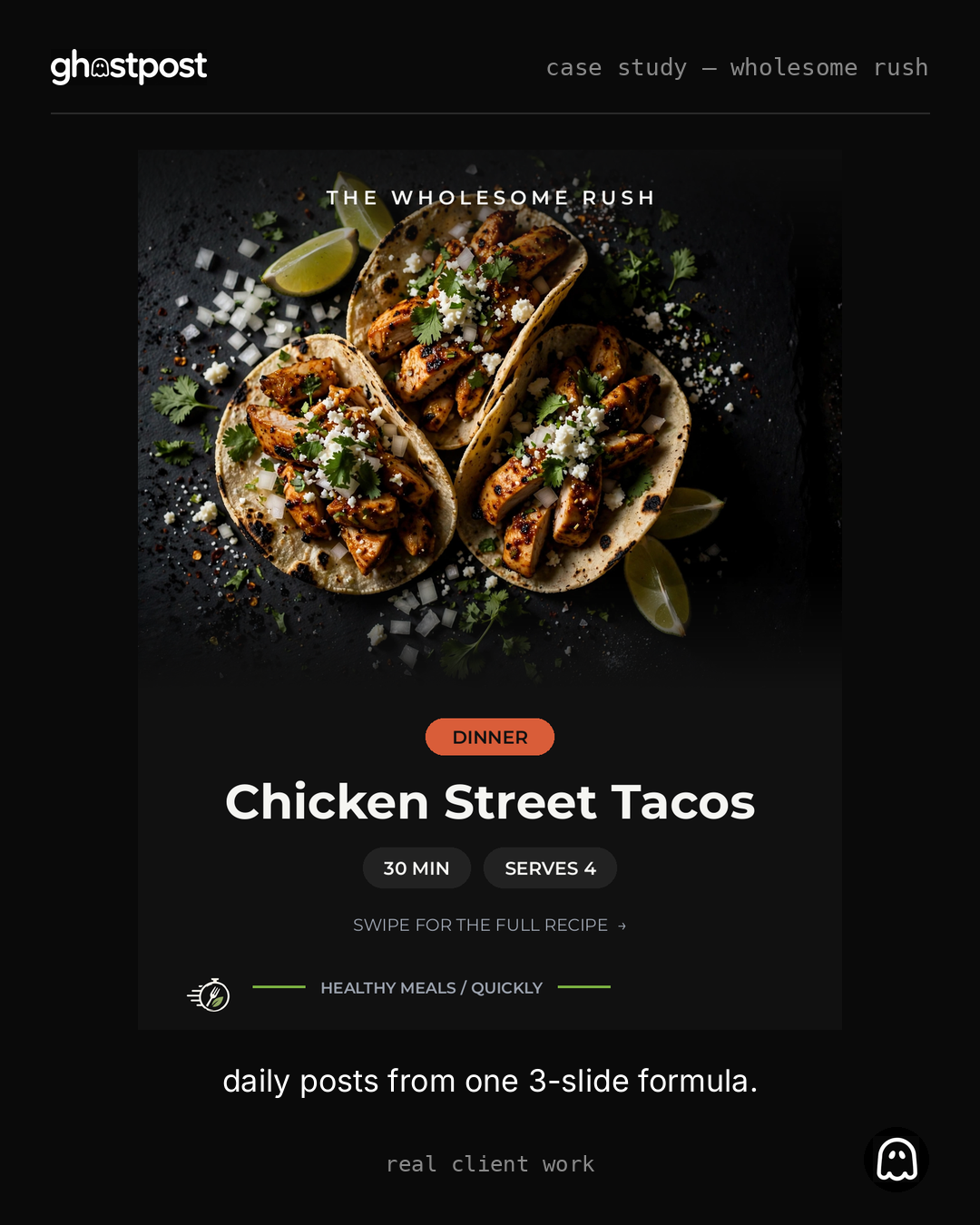 The Wholesome Rush recipe carousel designed by Ghostpost